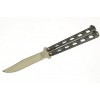 BEAR & SON U.S.A. BUTTERFLY KNIFE WITH SILVER VEIN CAST METAL HANDLES 5.25"