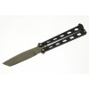 BEAR & SON U.S.A. ARMOR PIERCING BUTTERFLY KNIFE WITH BLACK CAST METAL HANDLES 5.25"