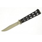 BEAR & SON U.S.A. BUTTERFLY KNIFE WITH BLACK CAST METAL HANDLES 5.25"