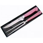 HEN & ROOSTER INT. POULTRY KNIFE & FORK PINK