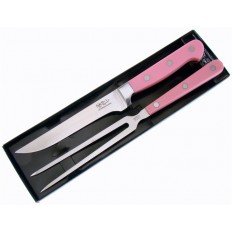 HEN & ROOSTER INT. POULTRY KNIFE & FORK PINK