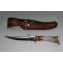 USA HANDMADE FILET KNIFE 6" BLADE RED CORAL INLAY WITH HANDMADE SCABBARD