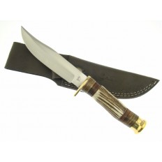 SKINNER STAG/LEATHER/WOOD W/SHEATH 10" 