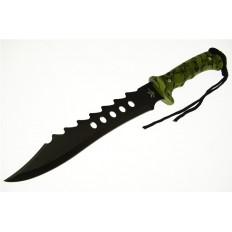 TAC ASSAULT BOWIE GREEN SKULL CAMO W/SHEATH 15"