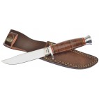 VOSS LEATHER HANDLE BOWIE W/SHEATH 9"